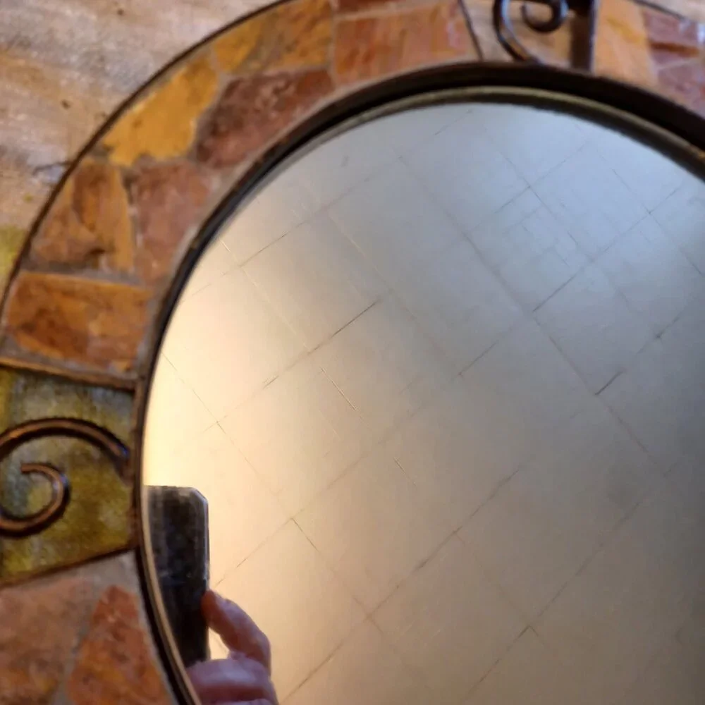Pier 1 Vintage metal and stone mirror